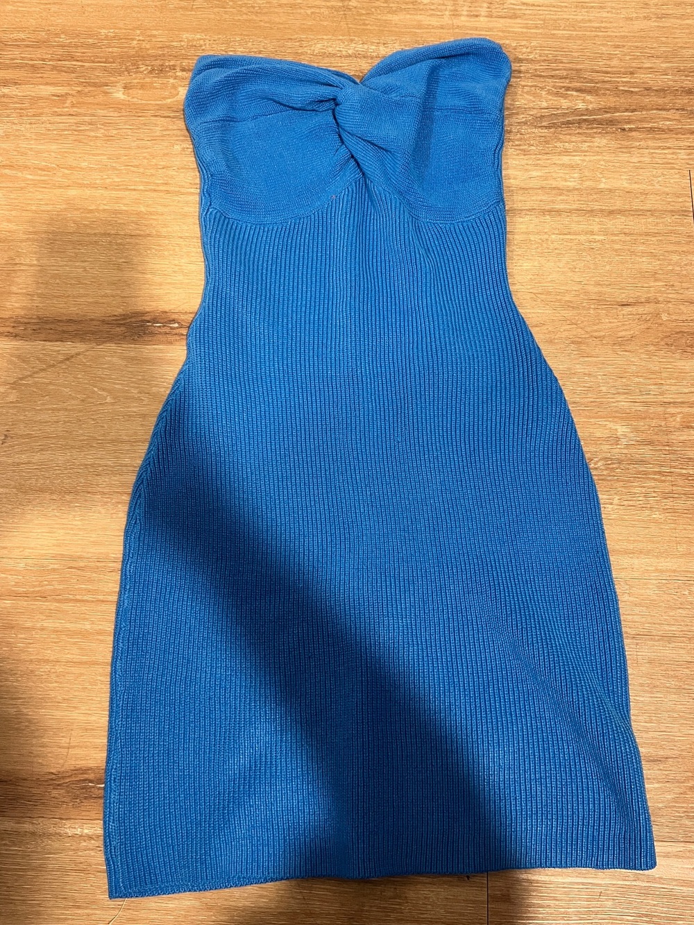 Forever 21 Royal Blue Strapless Twist Knit Bodycon Dress